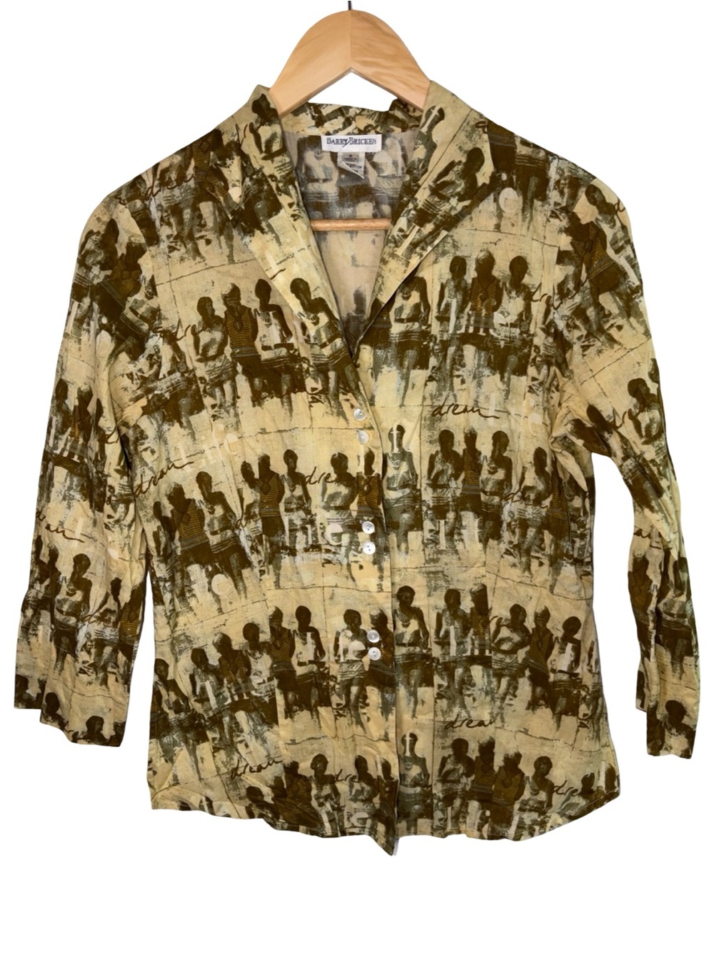 Barry Bricken Vintagw “dream girls” 3/4 cotton button up shirt
